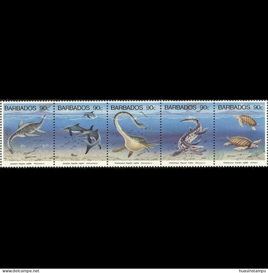 BARBADOS 1993 - Scott# 855 Dinosaurs Set Of 5 MNH - Barbades (1966-...)