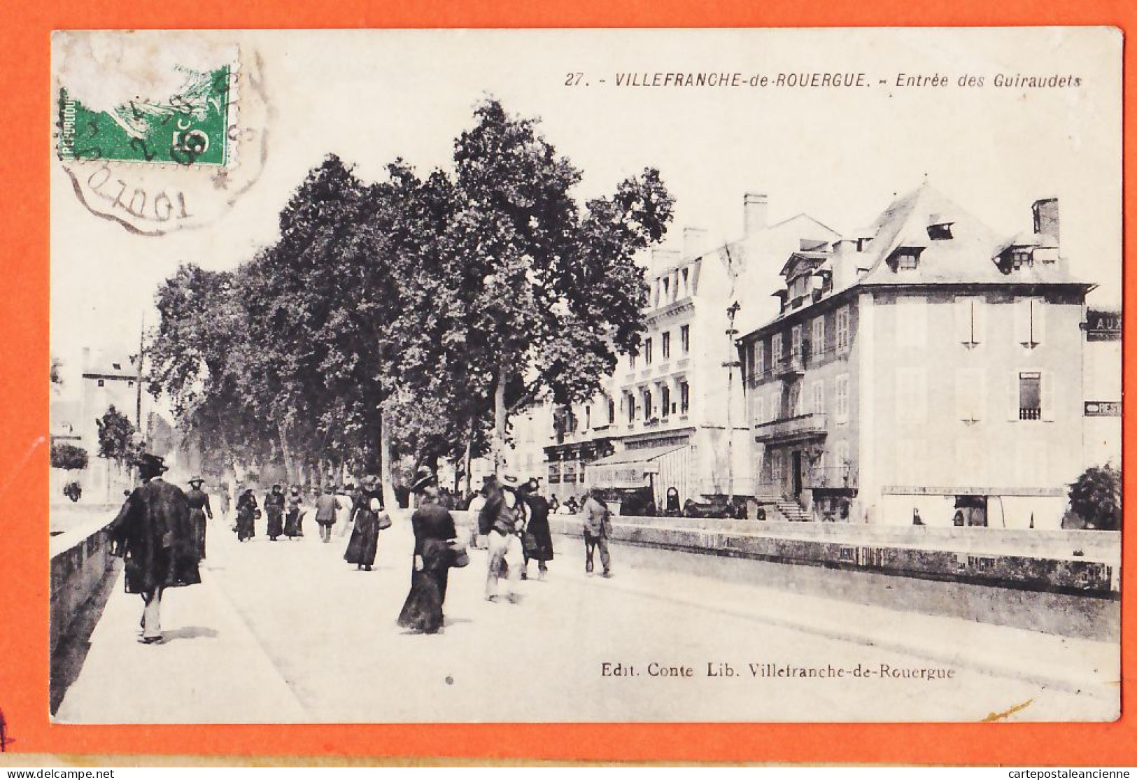 31399 / VILLEFRANCHE-de-ROUERGUE (12) Entrée GUIRAUDETS 1909 Louise LAGARDE à Elise ARDOISE VALDERIES-Lib CONTE - Villefranche De Rouergue