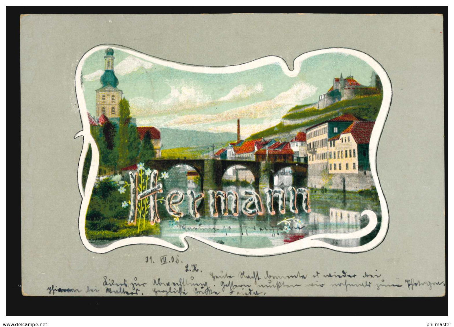 Ansichtskarte Vornamen: Hermann, Stadtbild Mit Brücke, THIENGEN (AMT WALDSHUT) - Firstnames