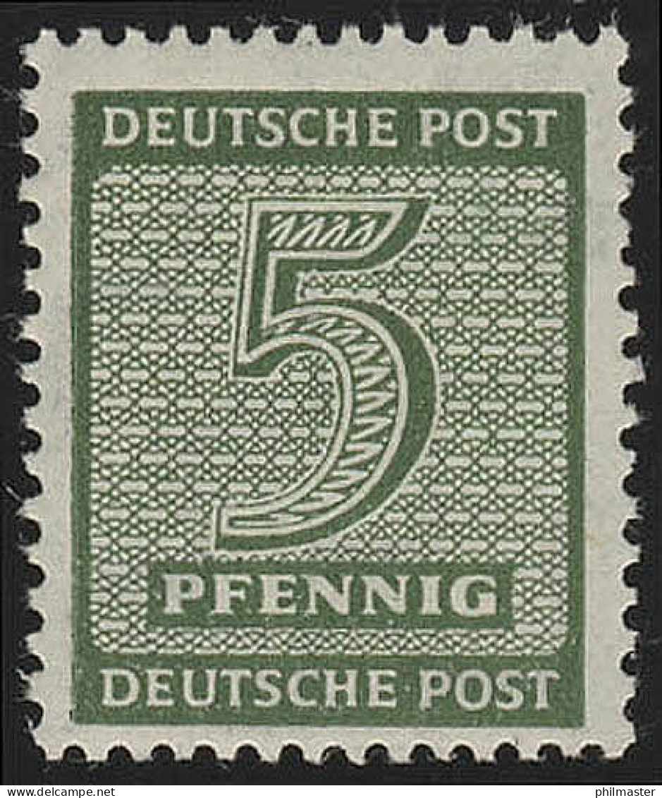 SBZ 128Xw Ziffer 5 Pf, WZ.1X, Olivgrün, ** - Mint