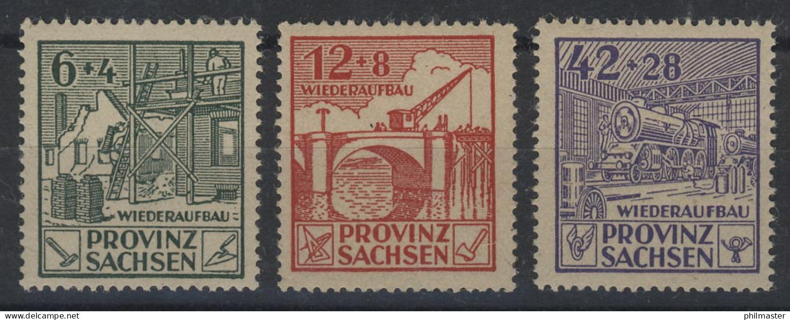 87-89A Wiederaufbau 1946, Gezähnt, Satz ** - Neufs