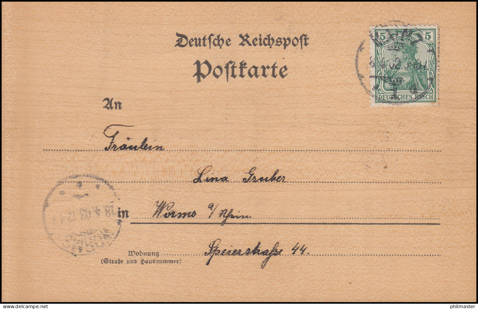 Künstler - Postkarte Aus Holz Von MAINZ 8.4.02 Nach WORMS 18.4. - Bandes Dessinées