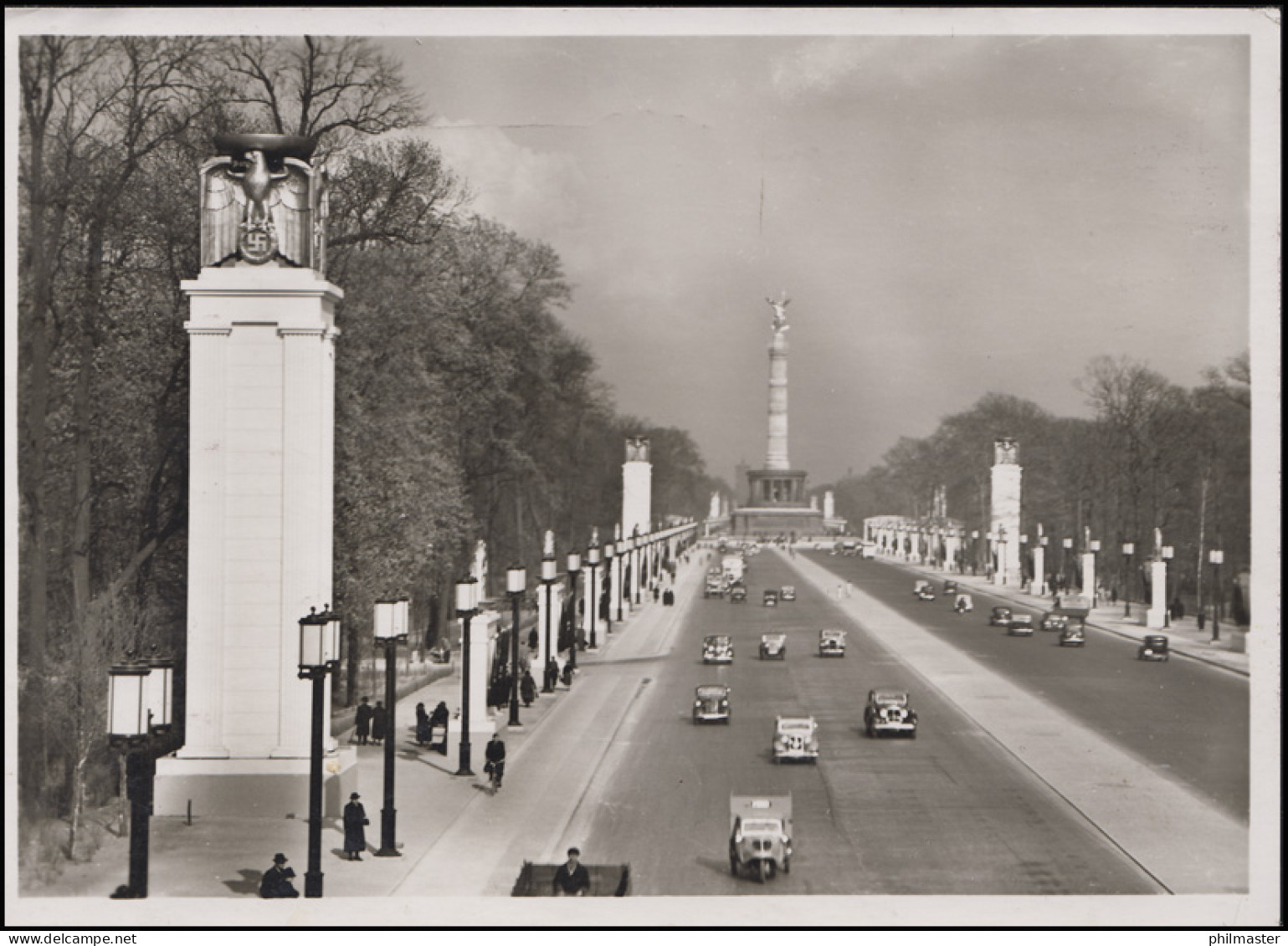 Ansichtskarte Ost-West-Achse Mit Siegessäule, EF Berlin Rotes Kreuz 11.3.41 - Ohne Zuordnung