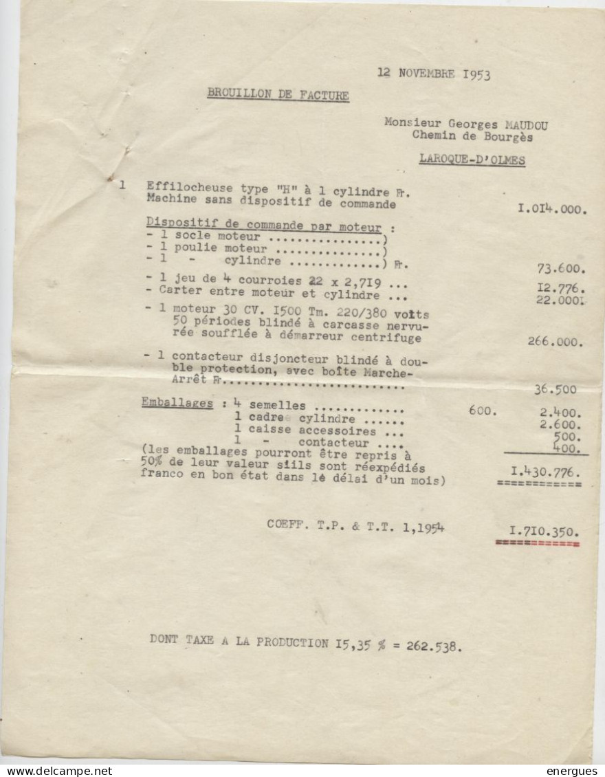 Louviers, Houssais,Machines Textiles, Effilocheuses, 1953, 6 Docs ,transaction  Maudou ,Laroque D'Olmes - Textile & Clothing