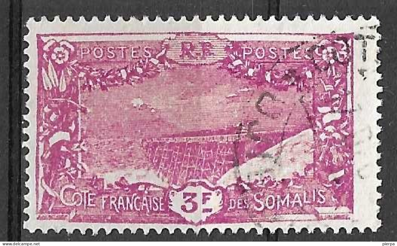 COSTA DEI SOMALI - 1925 - PONTE FERROVIARIO - FR. 3,00 -USATO (YVERT 136 - MICHEL 119) - Gebraucht