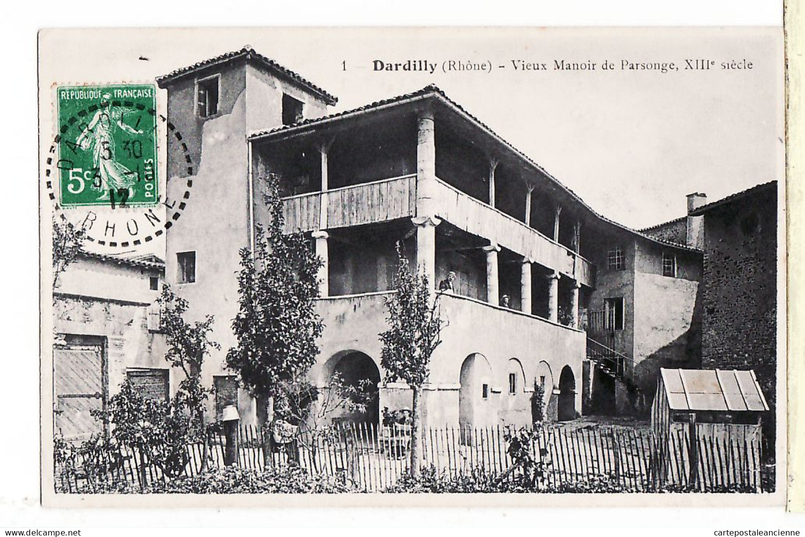 31901 / ⭐ ◉  DARDILLY 69-Rhone MANOIR De PARSONGE XIIIe CPA 02.10.1912 à DEVAUX Rue Mail Lyon Rousse - Other & Unclassified