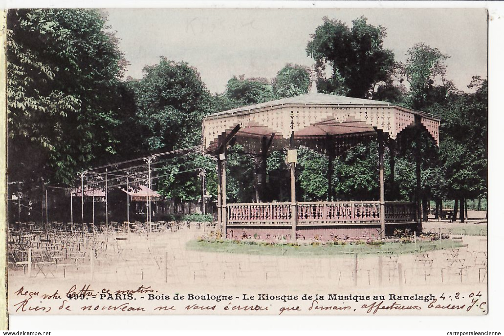 31629 / PARIS Bois BOULOGNE RANELAGH Kiosque MUSIQUE1904 à GOUGEON Officier Administration Bureau Recrutement Avesnes - Arrondissement: 16