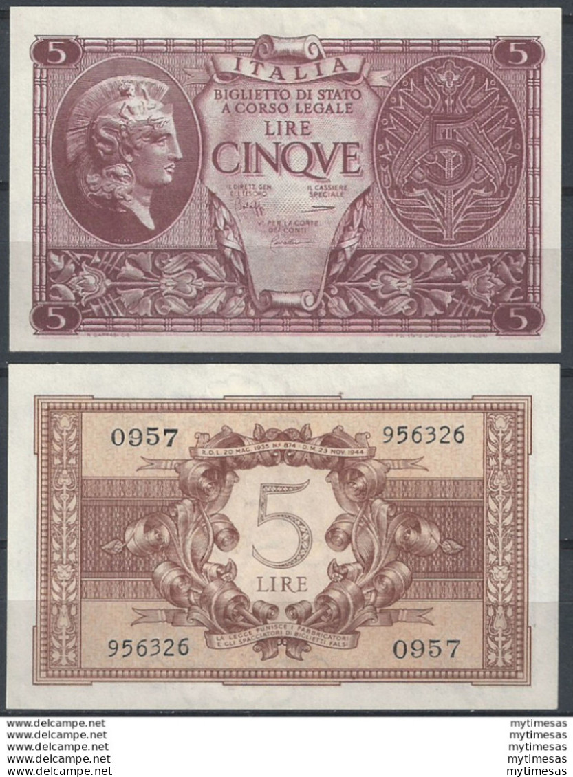 1944-52 Lire 5 Atena Elmata FDS BI 67 Alfa - Sonstige & Ohne Zuordnung