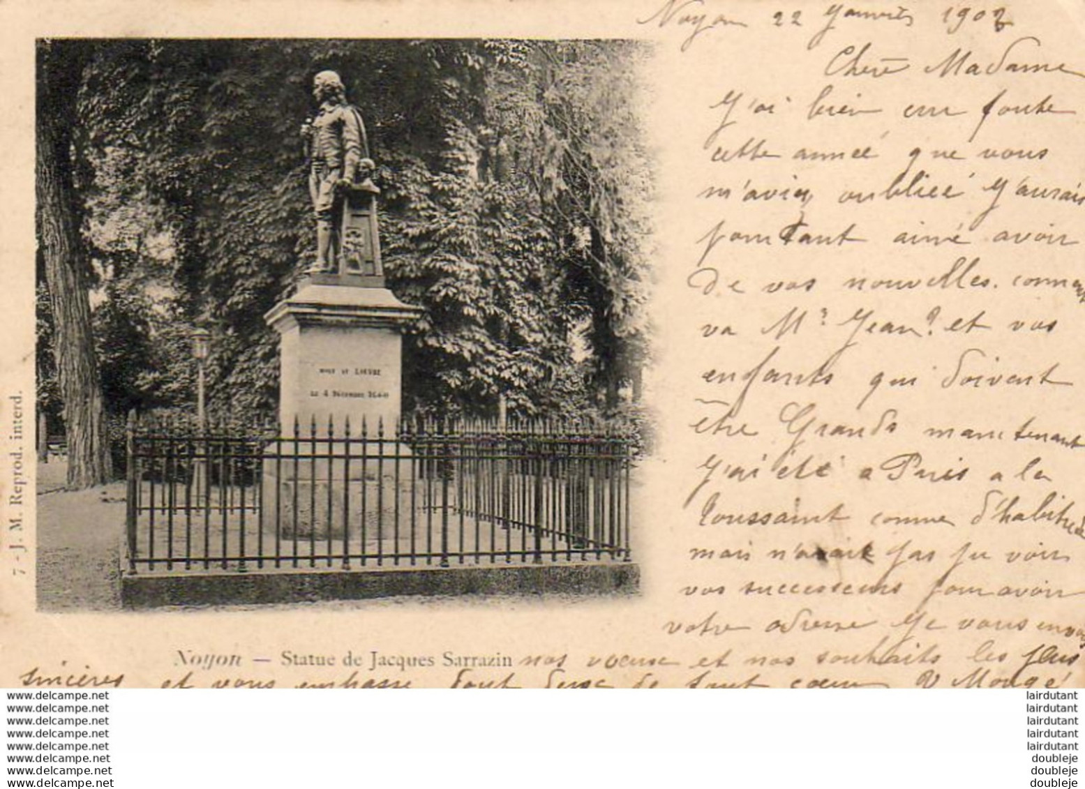 D60  NOYON  Statue De Jacques Sarrazin  ..... - Noyon