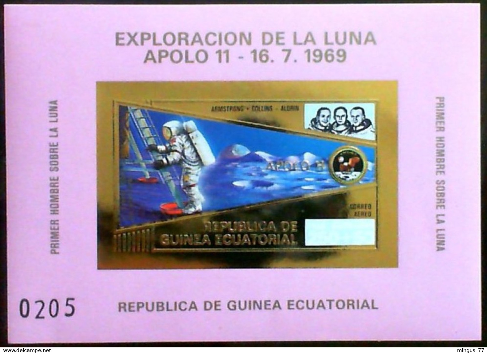 EQUATORIAL GUINEA , 1973.-  Apollo 11. Imperforate Of Souvenir Sheet 4500 GUP 1 B With Modified Colors - Afrika