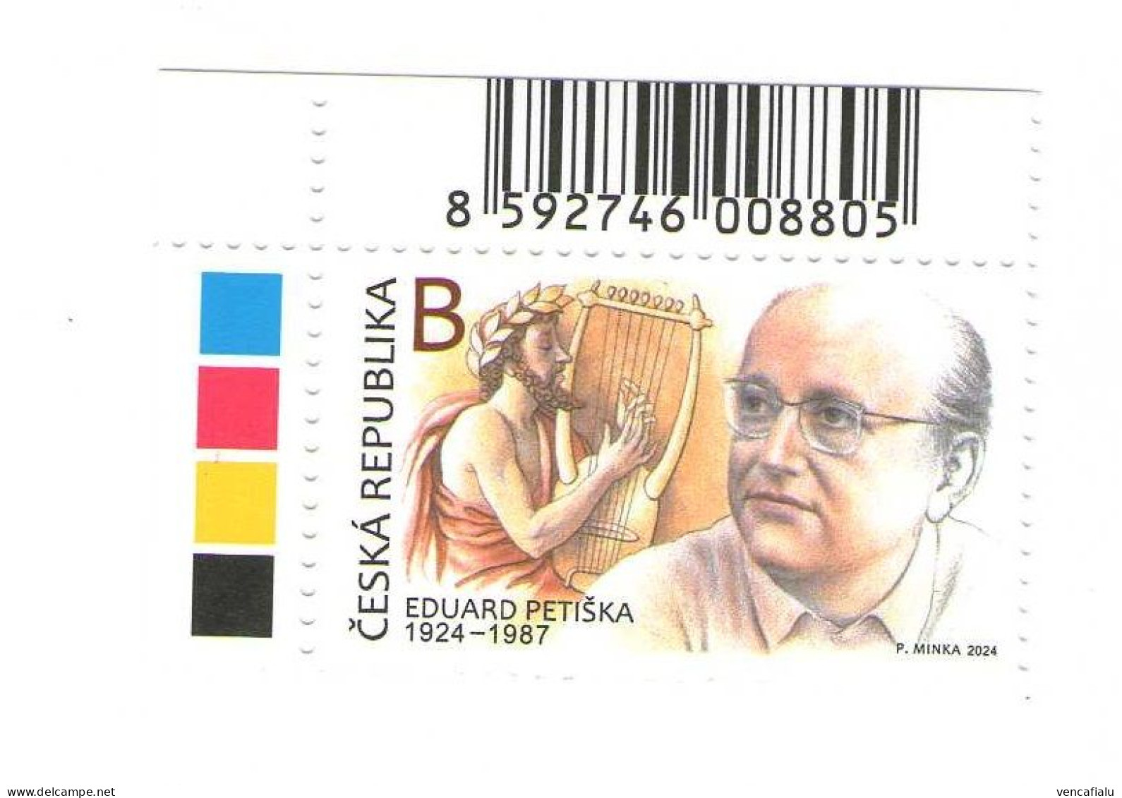 Year 2024 - Nice Czechoslovak Writer Eduard Petiska, 1 Stamp, With Color Test And Bar Code In Ede, MNH - Ongebruikt