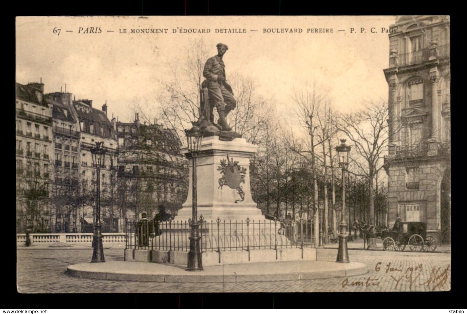 75 - PARIS 17EME - BOULEVARD PEIRERE, STATUE D'EDOUARD DETAILLE, DETRUITE - Paris (17)