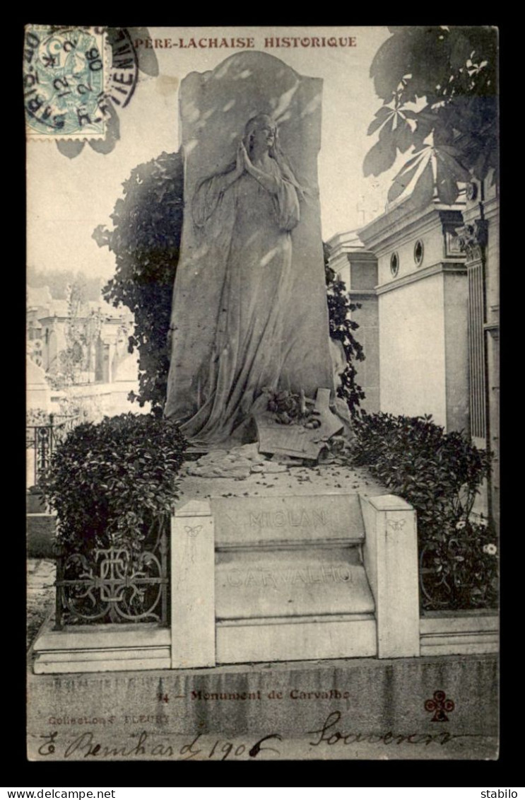 75 - PARIS 20EME - PERE-LACHAISE - MONUMENT DE CAROLINE MIOLAN-CARVALHO, CANTATRICE - COLLECTION FLEURY - District 20
