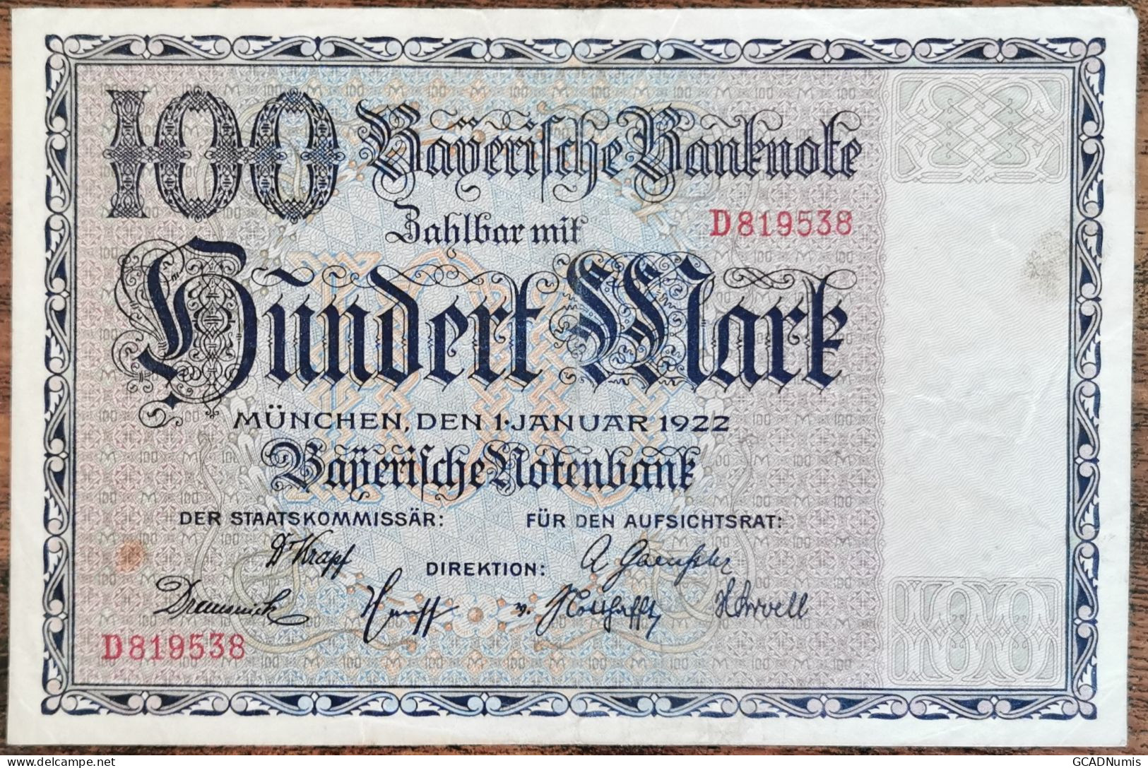 Billet Allemagne 100 Mark 1 - 1 - 1922 / Reichsbanknote - 100 Mark