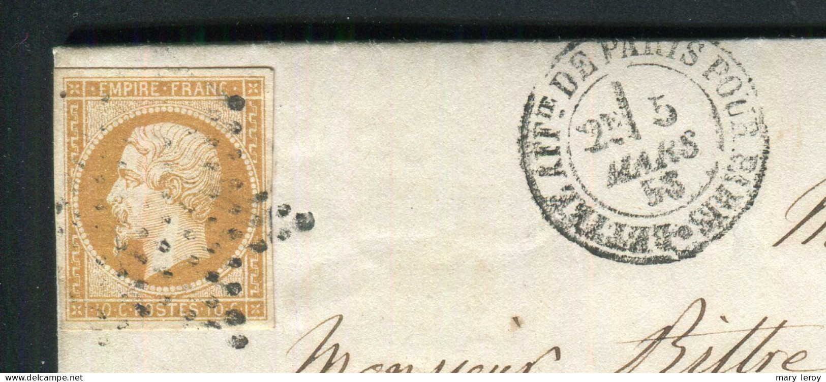 Belle Lettre Locale De Paris ( 1855 ) - Cachet Lettre Affie De Paris Pour Paris Avec Un N° 13A - 1849-1876: Période Classique