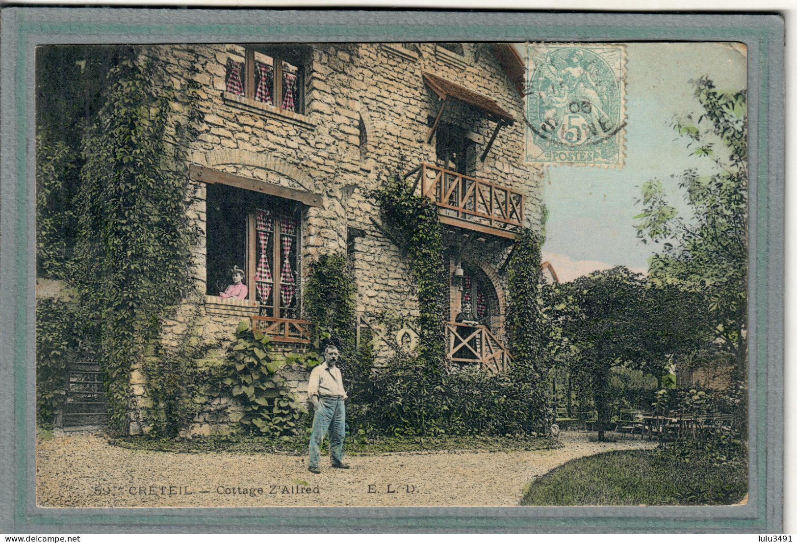 CPA (94) CRETEIL - Aspect Du Cottage Z'Alfred En 1906 - Carte Colorisée Rare - Creteil