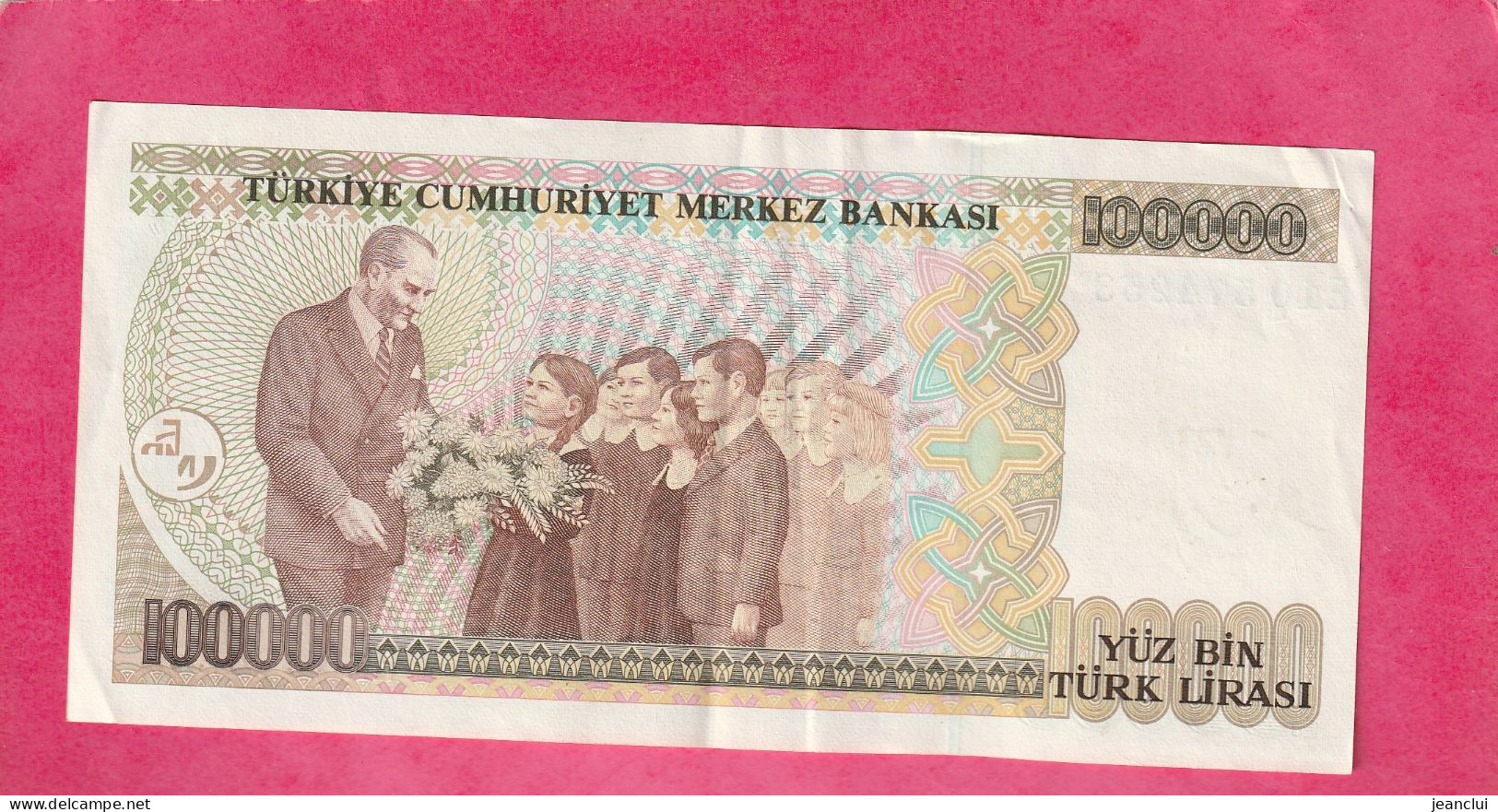 TÜRKIYE CUMHURIYET MERKEZ BANKASI . 100.000 LIRA  .  14 OCAK 1970 .  N°  E10 574253  .  2 SCANNES  .  BILLET EN BEL ETAT - Turquie