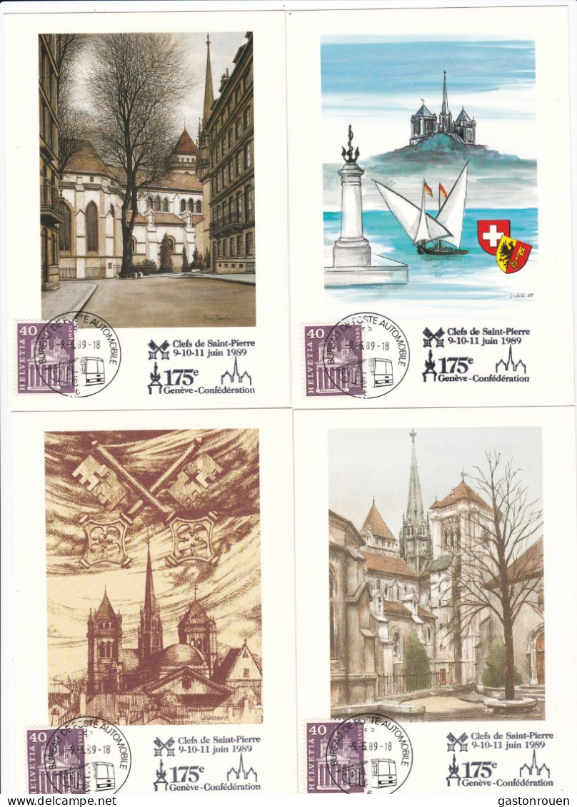 Carte Maximum Suisse 1989 5 Cartes Les Clefs De Saint Pierre - Maximumkaarten