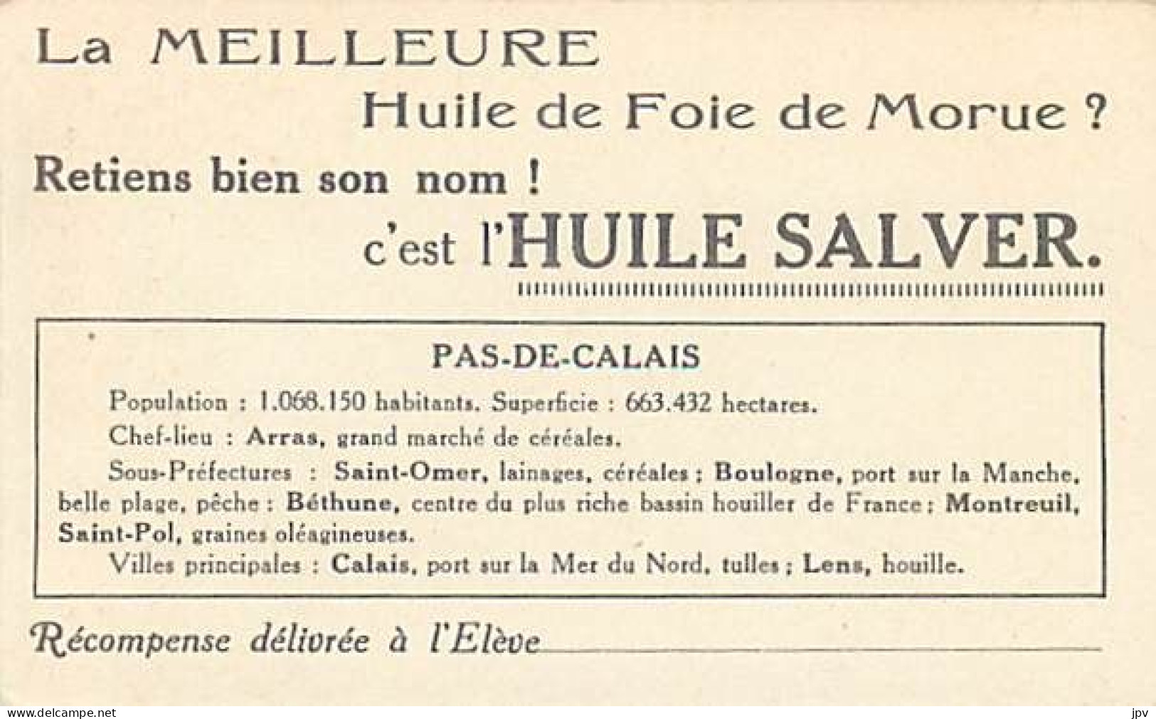 BON POINT PUBLICITAIRE. HUILE SALVER. PAS DE CALAIS. - Other & Unclassified