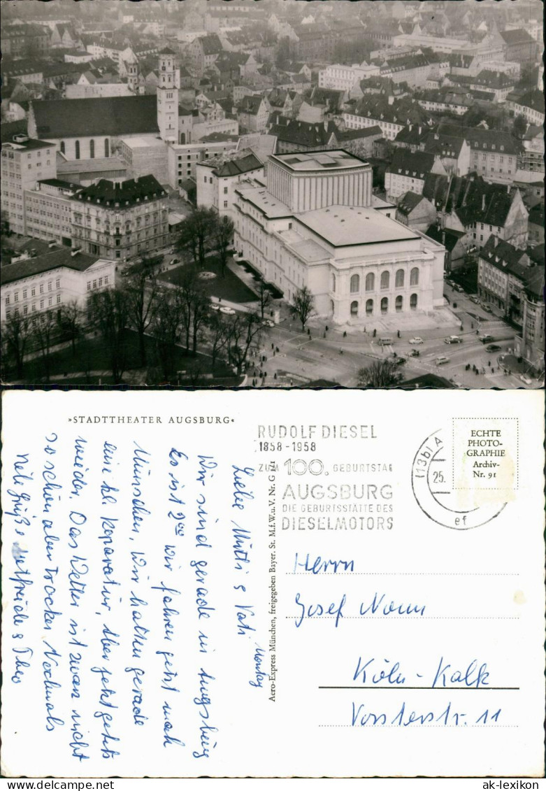 Augsburg STADTTHEATER Theater Vom Flugzeug Aus, Luftaufnahme 1955 - Augsburg