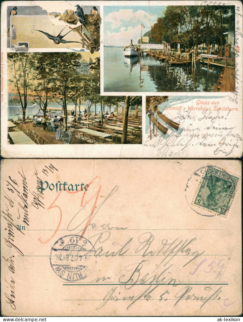 Ansichtskarte Grunewald-Berlin Schildhorn-Restaurant - 3 Bild 1907 - Grunewald