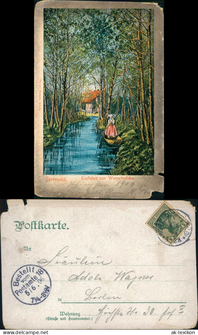 Lübbenau (Spreewald) Lubnjow Gaststätte Wotschofska Spreewald 1906 - Luebbenau