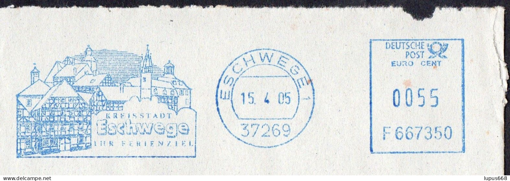 BRD 2005 Brief/ Letter, Absenderfreistempel  37269 Eschwege, Rathaus Li., Fachwerk- Architektur, Schloß Re. Hinten - Frankeermachines (EMA)