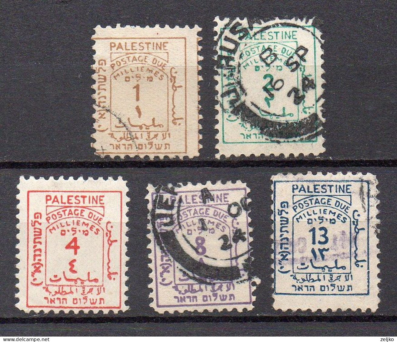 Palestine, Used ( 3rd Stamp Is MH ), 1923, Postage Due, Porto, Michel 1 - 5 - Palestine