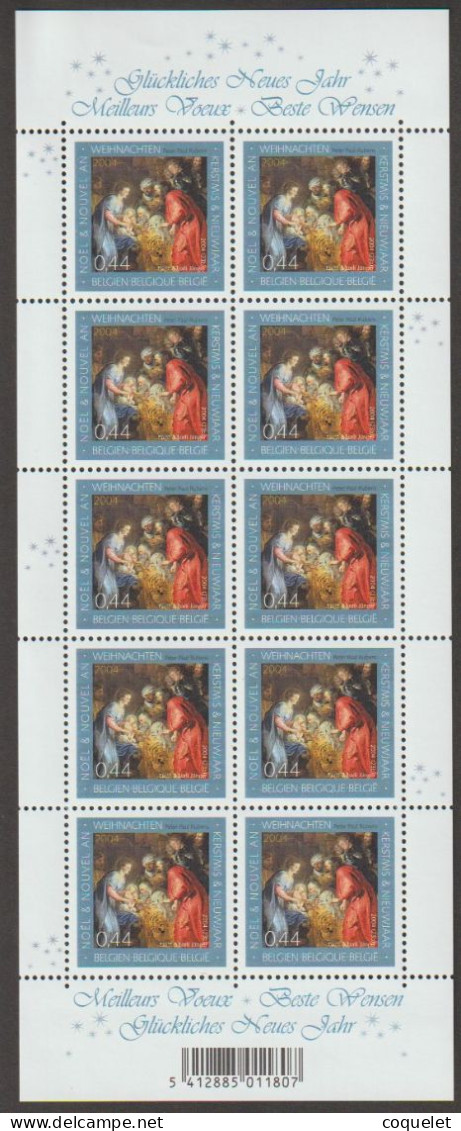 BELGIQUE 3332/33 XX Feuille De 10  Noêl Et Nouvel An "La Fuite En EGYPTE " Et "L'Adoration Des Mages" De PP RUBENS - Ungebraucht