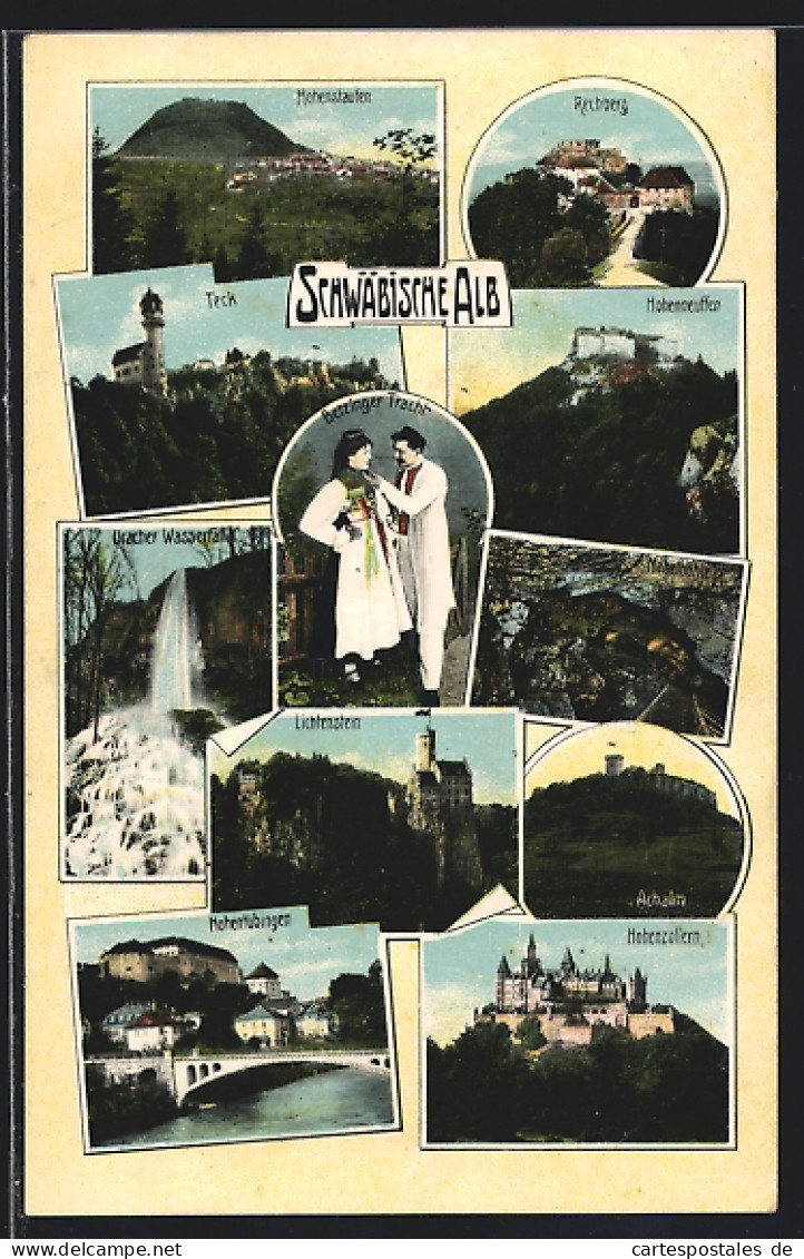 AK Göppingen, Hohenstaufen, Rechberg, Teck, Hohenneuffen, Uracher Wasserfall, Lichtenstein, Achalm, Betzinger Trachten  - Sonstige & Ohne Zuordnung