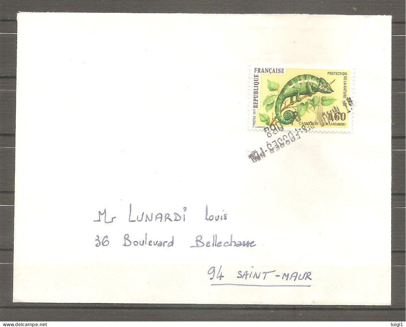 FRANCE 1971. Y&T N° 1692. Protection De La Nature " Caméléon ", Sur Lettre. Annulation Par Griffe : 94088 ST MAUR.... TB - Lettres & Documents