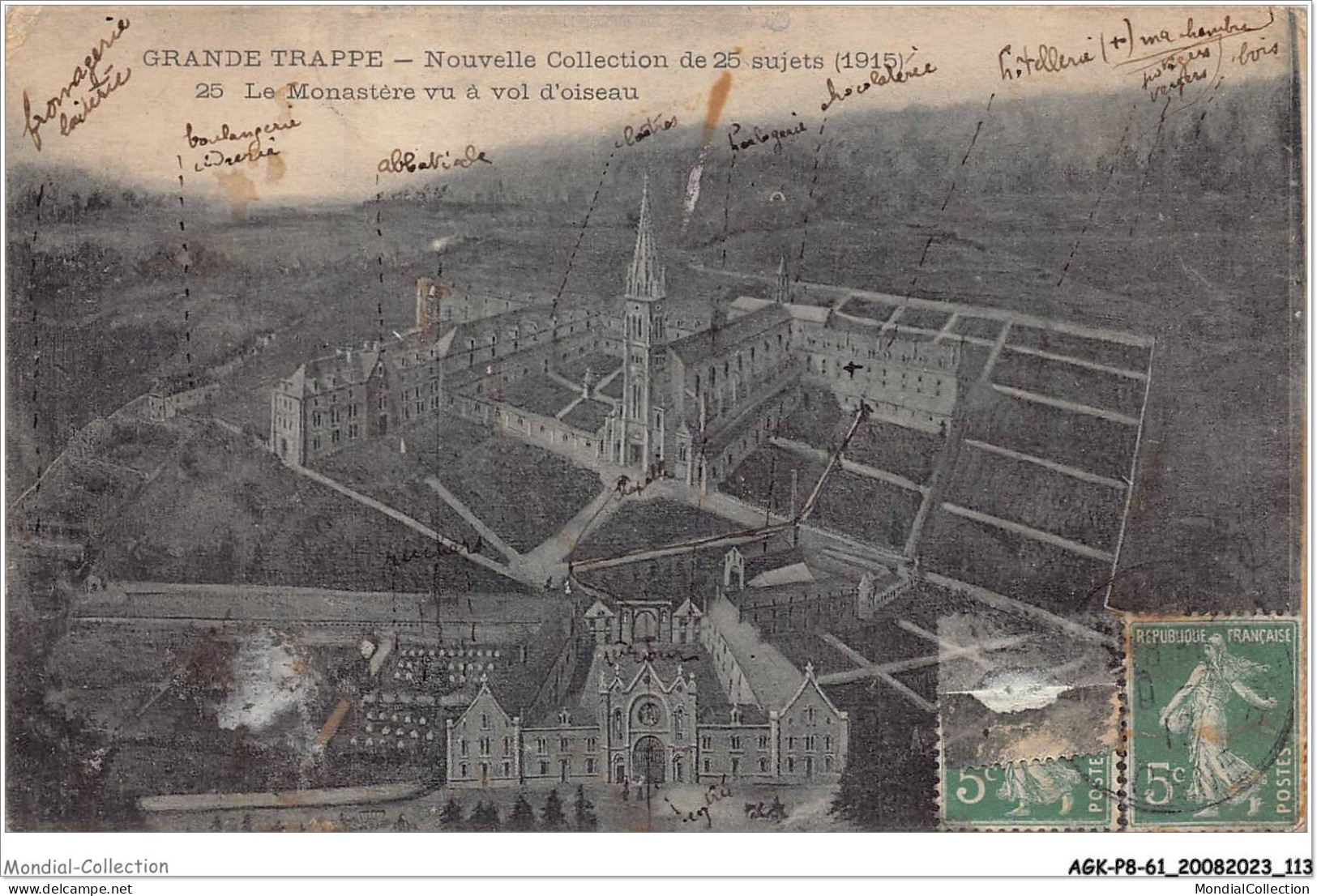 AGKP8-0704-61 - GRANDE-TRAPPE - Nouvelle Collection De 25 Sujets - 1915 - Le Monastère Vue à Vol D'oiseau  - Mortagne Au Perche