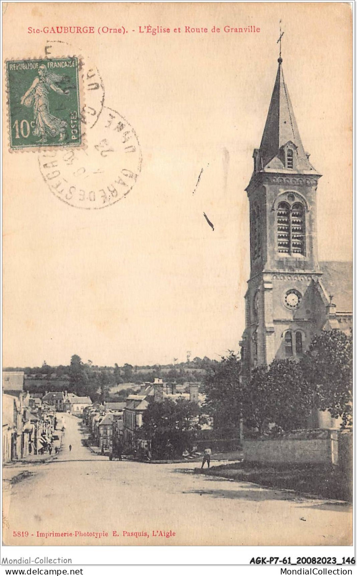 AGKP7-0615-61 - STE-GAUBURGE - L'église Et Route De Granville  - Sonstige & Ohne Zuordnung