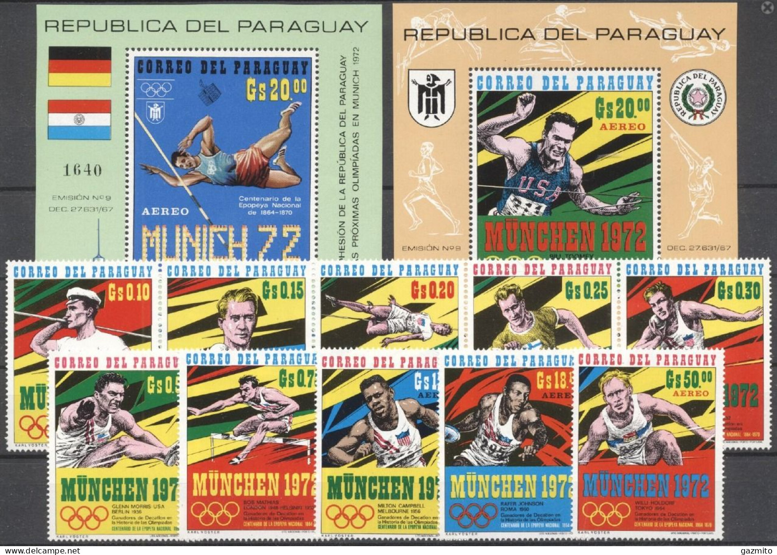 Paraguay 1971, Olympic Games In Munich, Athletic, 9val +3BF - Paraguay