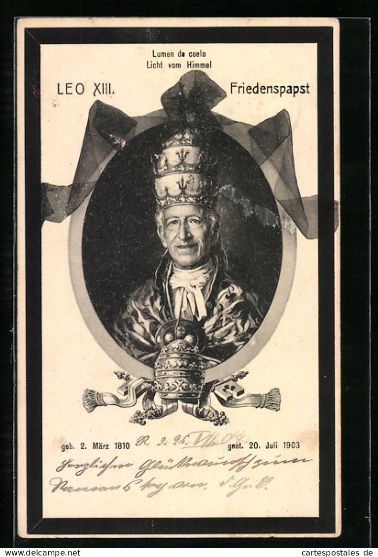 AK Friedens-Papst Leo XIII., Gestorben 20.7.1903  - Popes