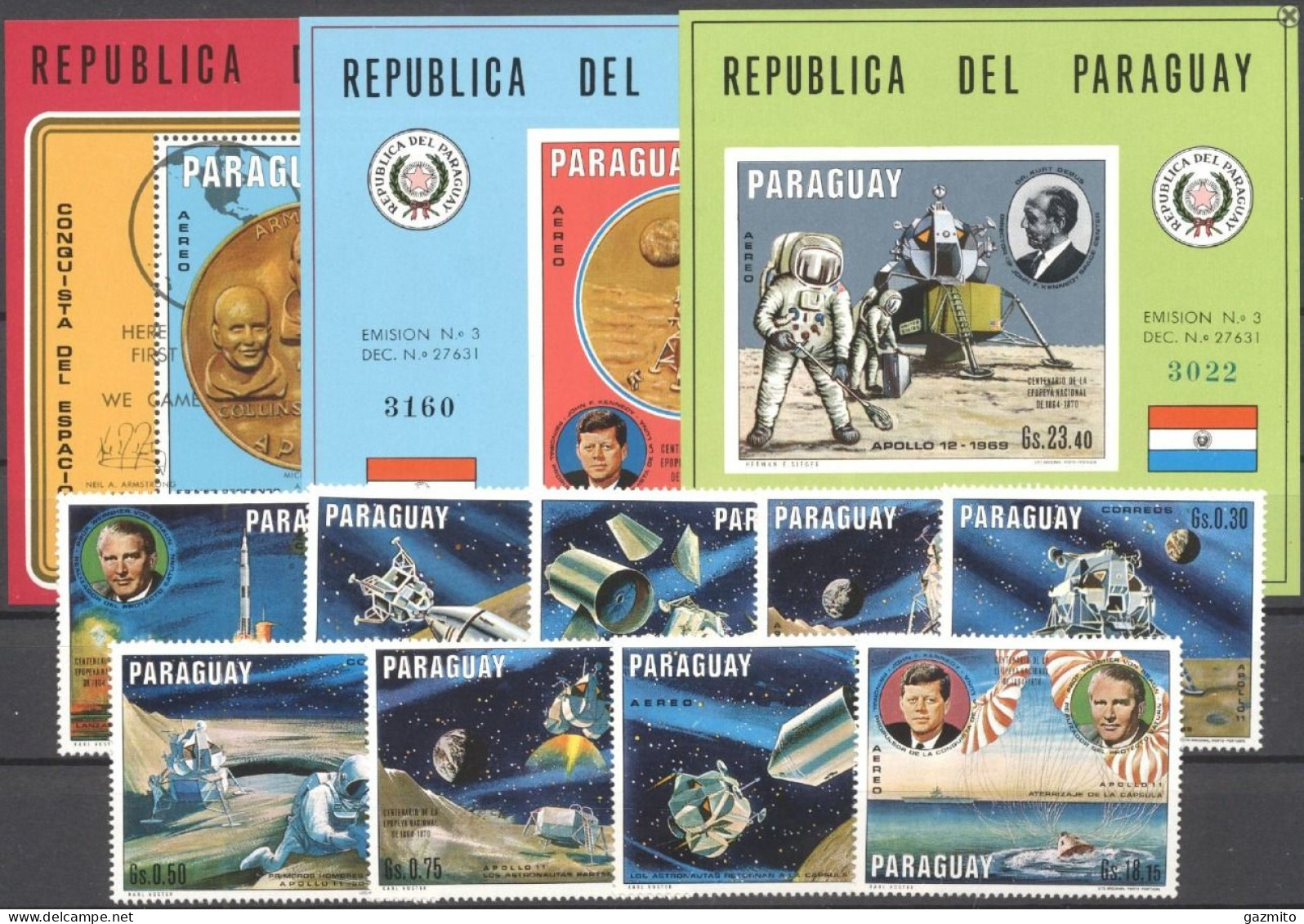 Paraguay 1970, Space, Kennedy, 9val +3BF - Paraguay