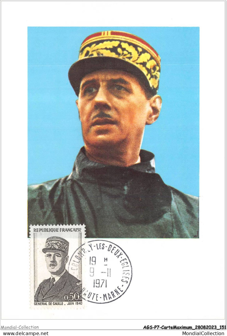 AGSP7-0481-CARTE MAXIMUM - HAUTE MARNE 1971 - General De Gaulle - Juin 1940 - 1970-1979