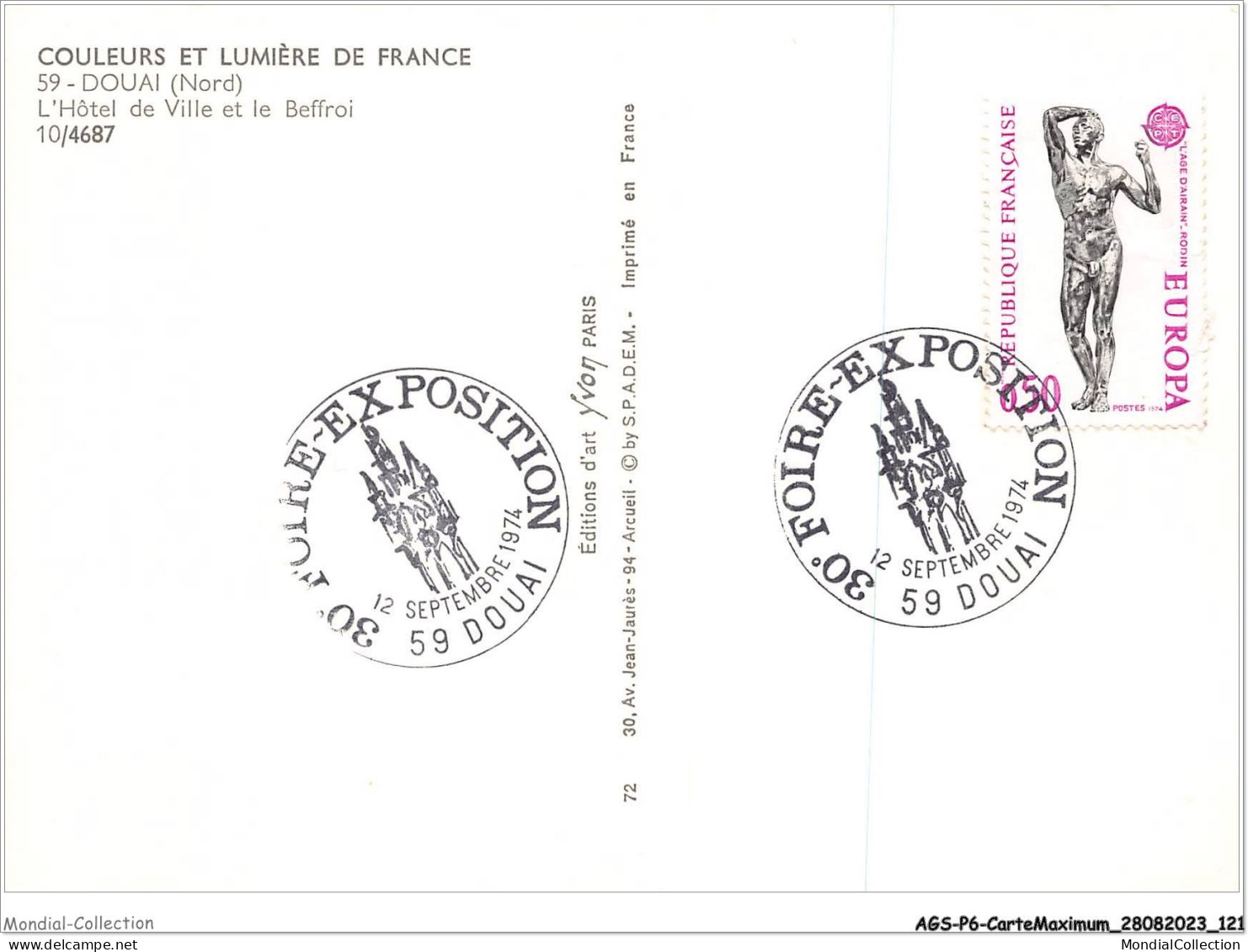 AGSP6-0400-CARTE MAXIMUM - DOUAI 1974 - L'hotel De Ville Et Le Beffroi - 1970-1979