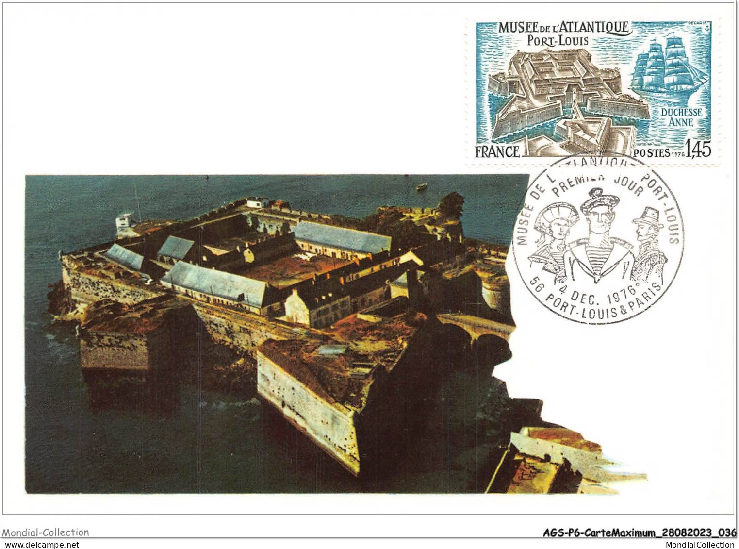 AGSP6-0358-CARTE MAXIMUM - PORT-LOUIS ET PARIS 1976 - Musee De L'atlantique PORT-LOUIS - 1970-1979