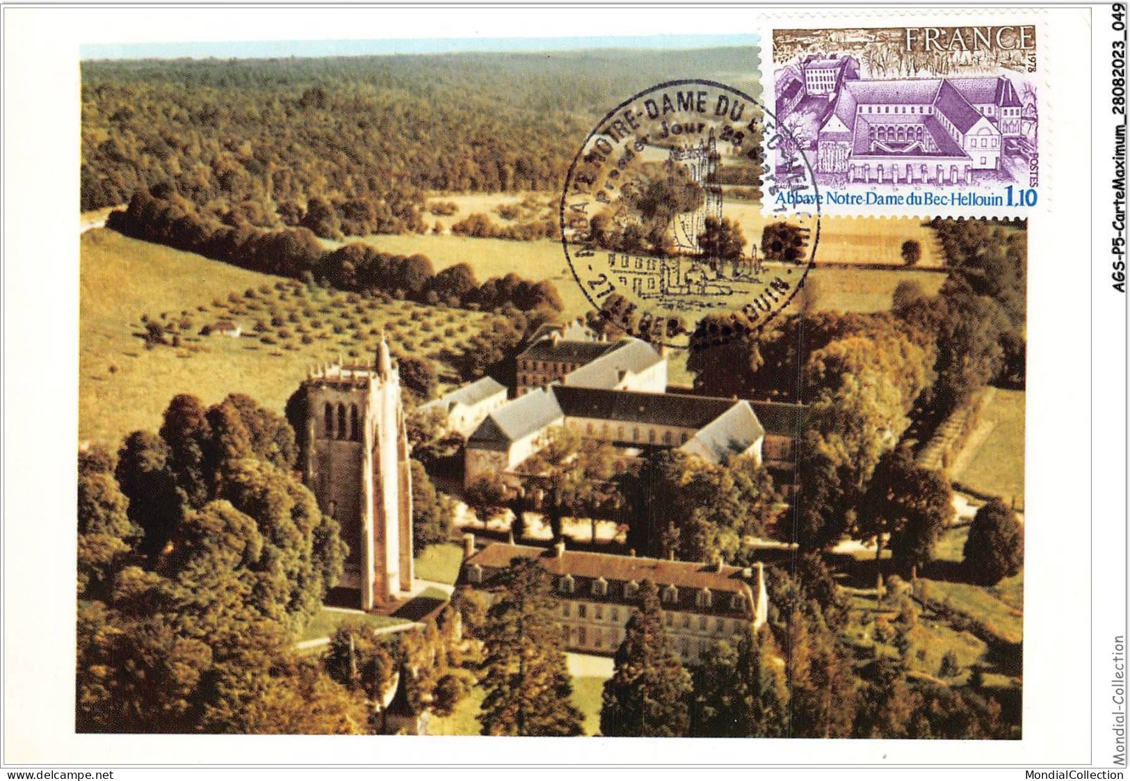 AGSP5-0301-CARTE MAXIMUM - LE BEC-HELLOUIN 1978 - Abbaye Notre-Dame Du Bec-Hellouin - 1970-1979