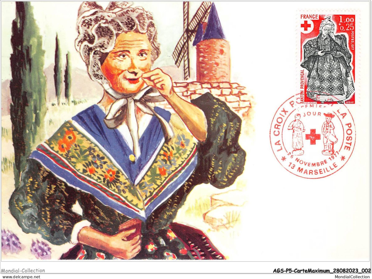 AGSP5-0275-CARTE MAXIMUM - MARSEILLE 1977 - La Croix Rouge De La Poste - 1970-1979