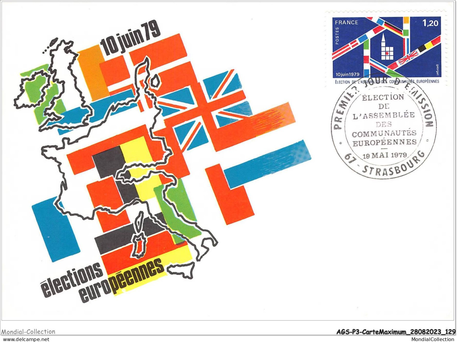 AGSP3-0208-CARTE MAXIMUM - STRASBOURG 1979 - PREMIER JOUR D'EMISSION - Election De L'assemblee Des Communautes Europeene - 1970-1979