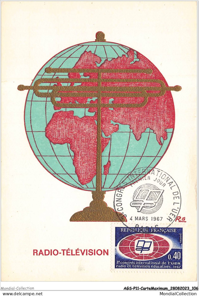 AGSP11-0760-CARTE MAXIMUM - PARIS 1967 - 3e Congres International De L'UER - 1960-1969