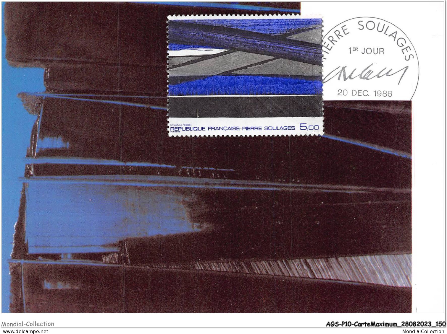 AGSP10-0682-CARTE MAXIMUM - PARIS 1986 - PIERRE SOULAGES - 1980-1989
