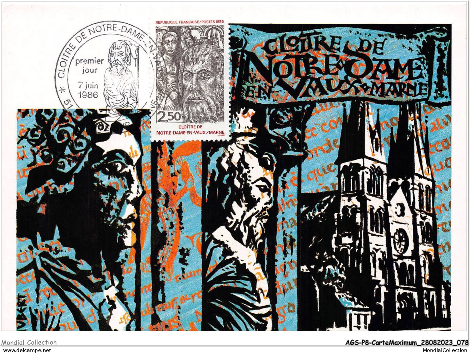 AGSP8-0522-CARTE MAXIMUM - STRASBOURG 1986 - Cloitre De Notre-Dame En VAUX-MARNE - 1980-1989