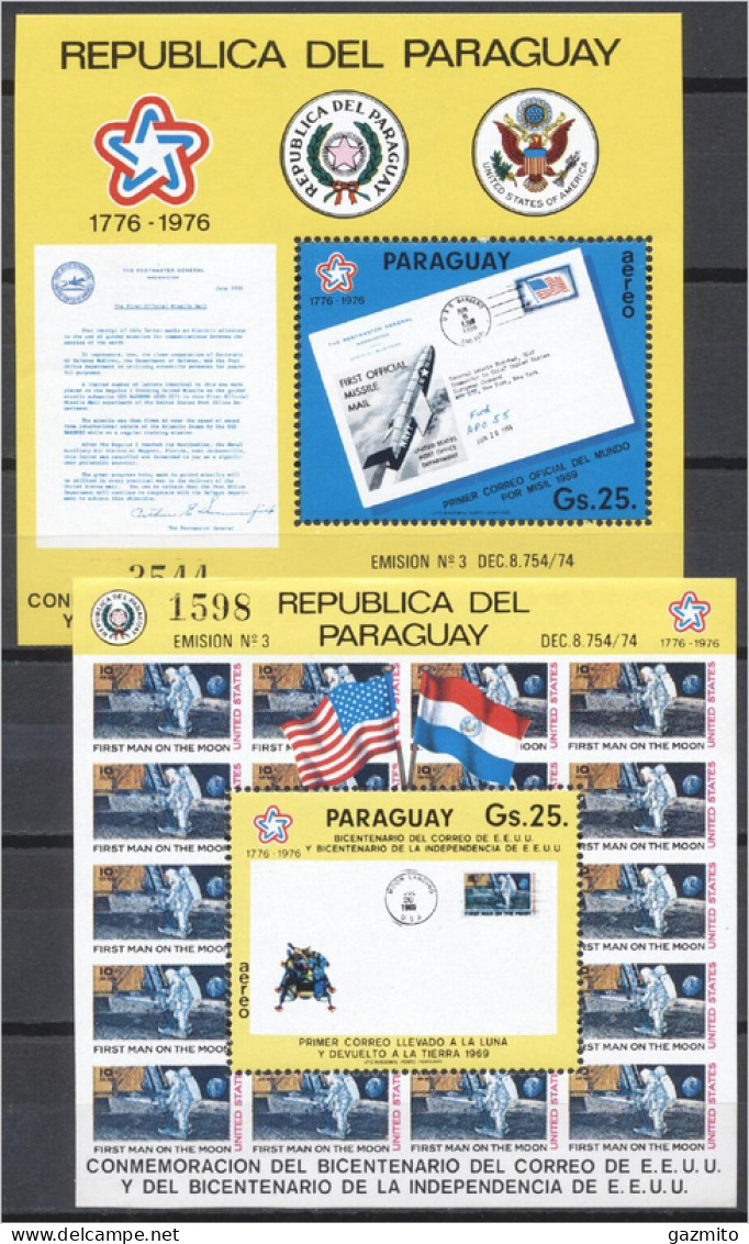 Paraguay 1976, 200th Independence  USA, Landing On The Moon, Stamps On Stamps, 2BF - América Del Sur