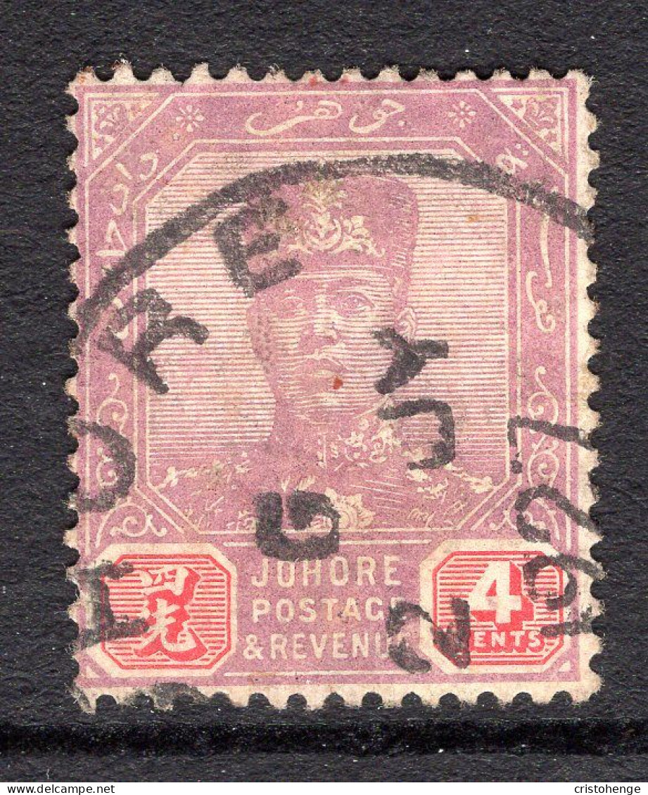 Malaysian States - Johore - 1922-41 Sultan Ibrahim - Wmk. Script CA - 4c Purple & Carmine Used (SG 108) - Johore