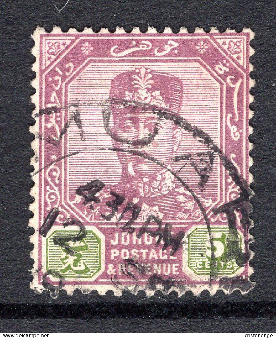 Malaysian States - Johore - 1922-41 Sultan Ibrahim - Wmk. Script CA - 5c Purple & Sage-green Used (SG 109) - Johore