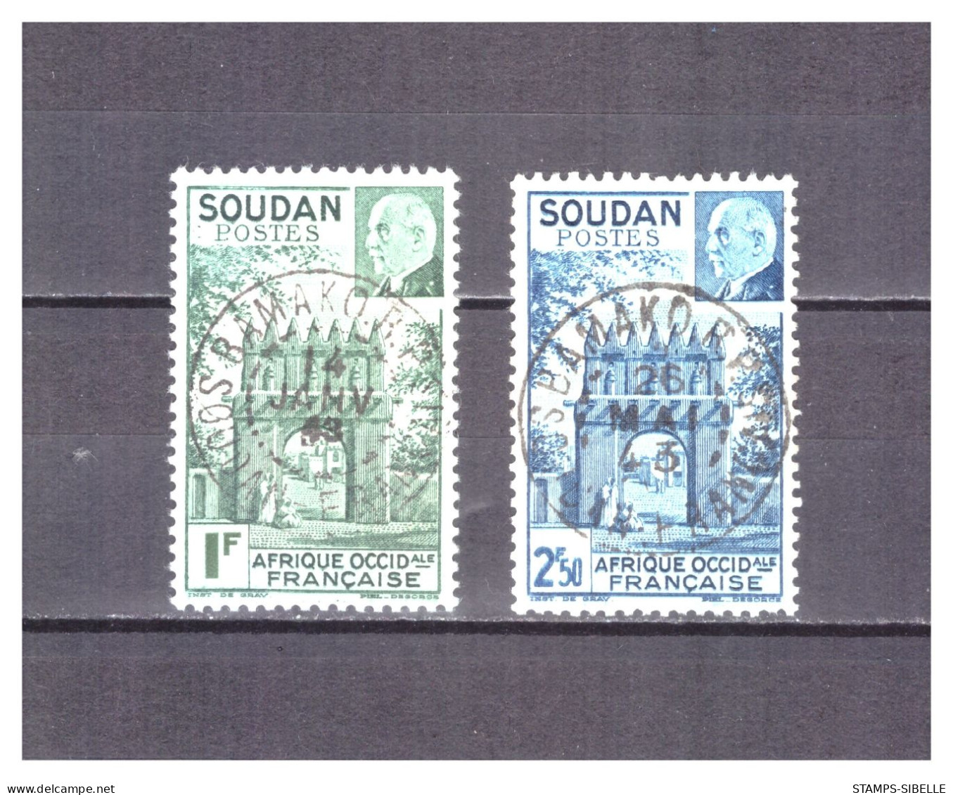 SOUDAN  . N ° 129 / 130    . PAIRE  MARECHAL  PETAIN  OBLITERE  BAMAKO   .  SUPERBE . - Used Stamps