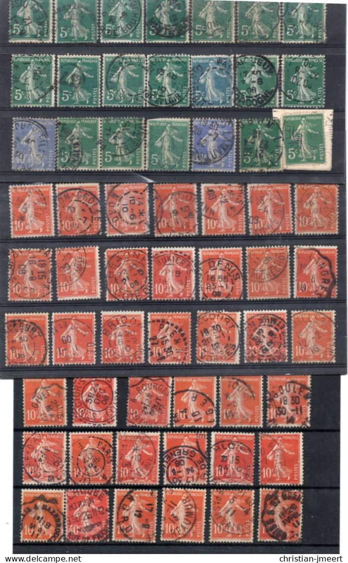 France Type Semeuse Camée Lot De 60 Timbres Pour Recherches - 1906-38 Semeuse Camée